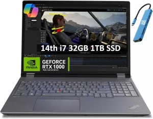 Lenovo ThinkPad P16 Gen 2 Mobile Workstation (16" FHD  100% sRGB, Intel 20-Core i7-14700HX, 32GB DDR5, 1TB SSD, NVIDIA RTX 1000 Ada) Laptop for Engineer, Architect, 1080P Webcam, IST HUB, Win 11 Pro