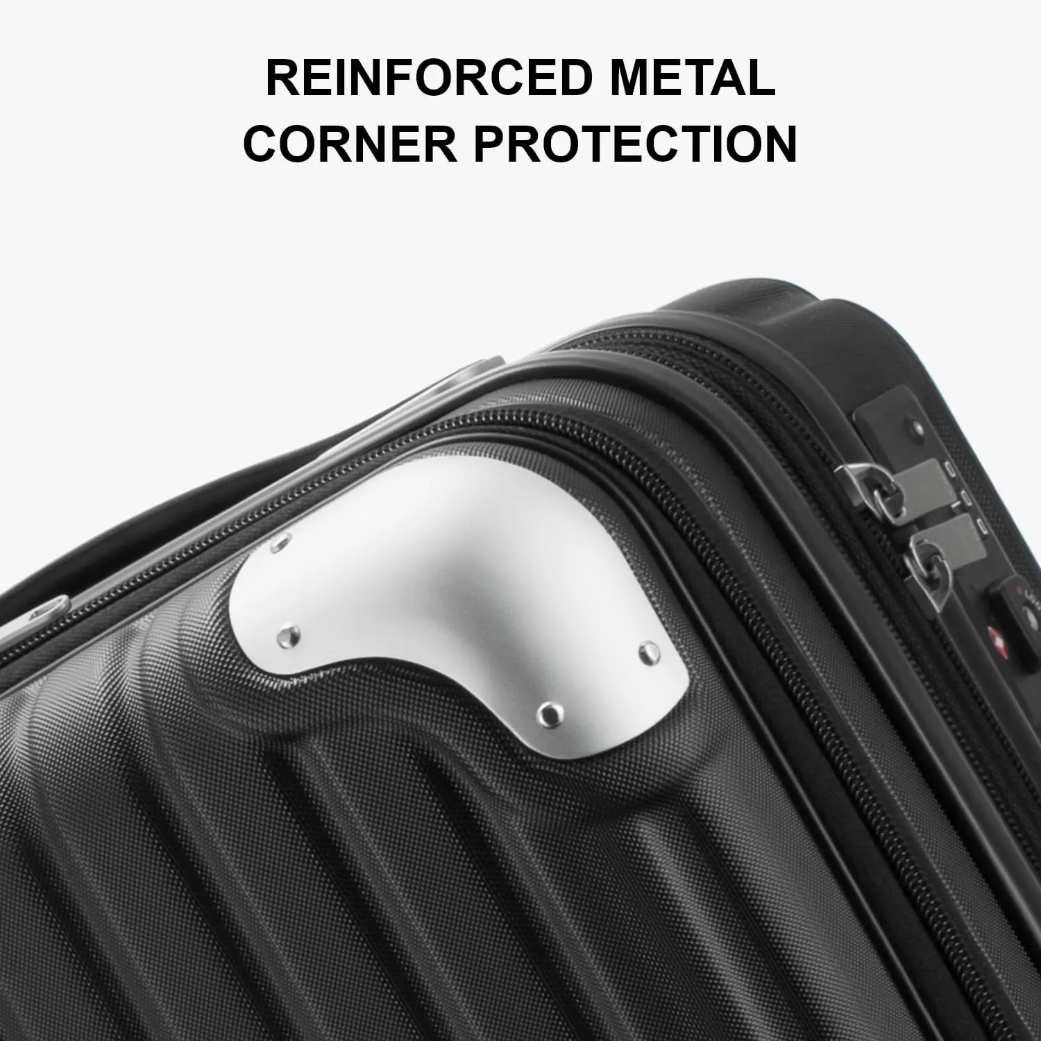 LEVEL8 Grace Hard Shell Carry on Luggage with Front Compartment, 20 Inch Expandable Suitcases with Wheels, Lightweight Carry-on Suitcase for Airplane, Tsa Lock, Black