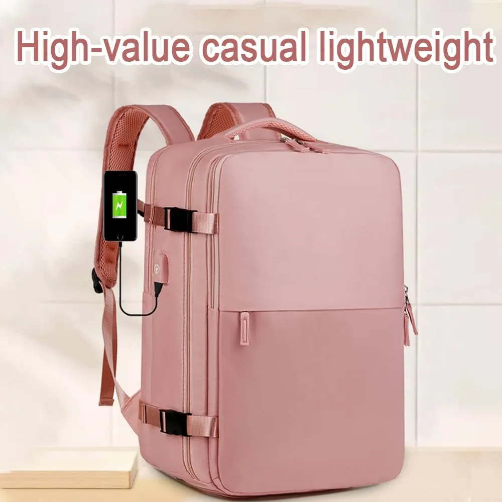 Levette Bag, Levettevac Backpack, Expandable Large Capacity Water-Resistant Business Daypack Travel with USB Charging Port (black)