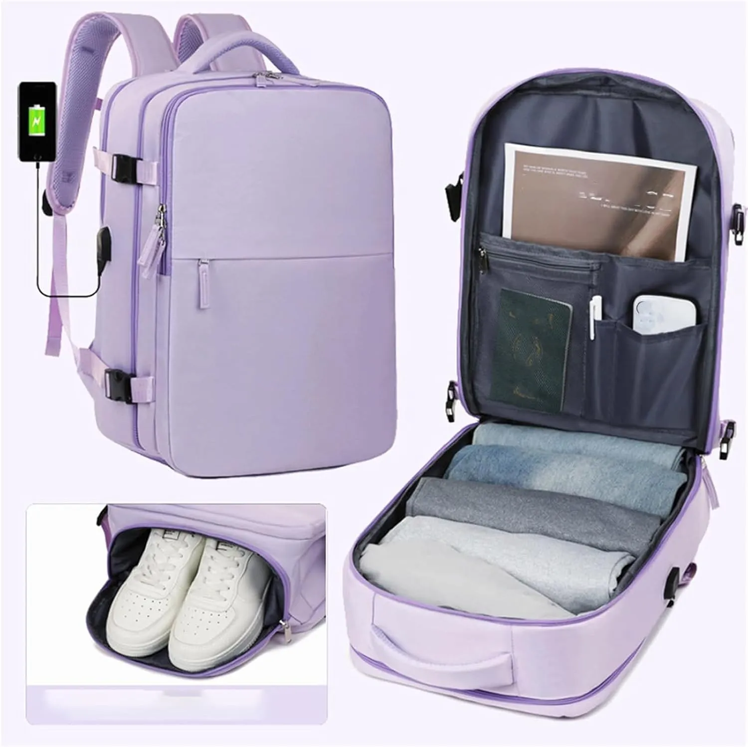 Levettevac Mochila, Levettevac Backpack, Levettebag Backpack, Levette Vac Bag, Large Capacity Bag with Separate Compartment (Pink)