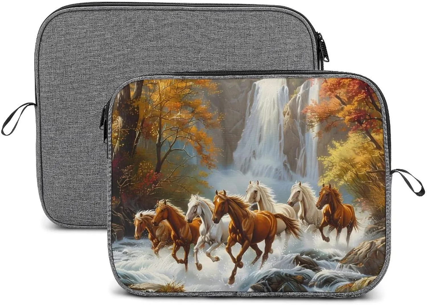 Life Mountain Stream Running Horse Wild Laptop Sleeve Case Protective Notebook Carrying Bag Travel Briefcase 14inch