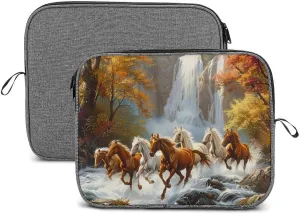 Life Mountain Stream Running Horse Wild Laptop Sleeve Case Protective Notebook Carrying Bag Travel Briefcase 14inch