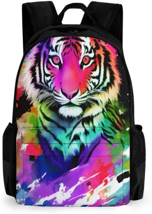 Lightweight Backpack for Gym Travel Bicycle - Big Capacity Multipurpose Anti-Theft Carry On Bag, Beautiful Wild Animal Tiger Abstract Art Travel Hiking Bag & Day Pack