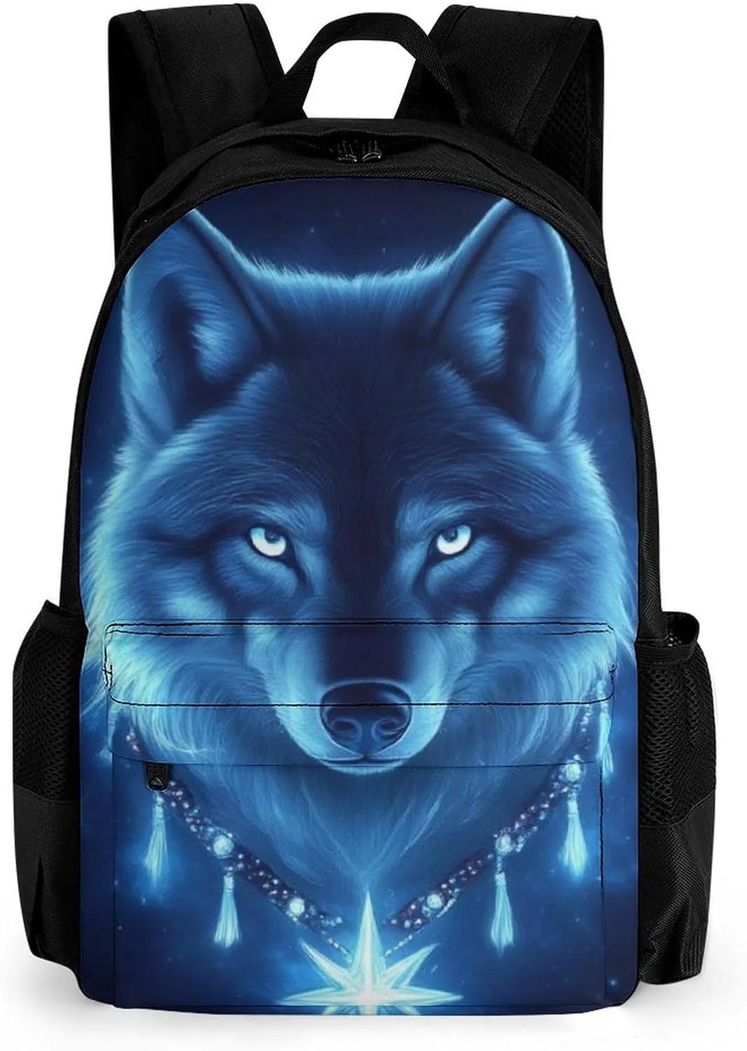 Lightweight Backpack for Gym Travel Bicycle - Big Capacity Multipurpose Anti-Theft Carry On Bag, Blue Space Magic Wolf Art Travel Hiking Bag & Day Pack