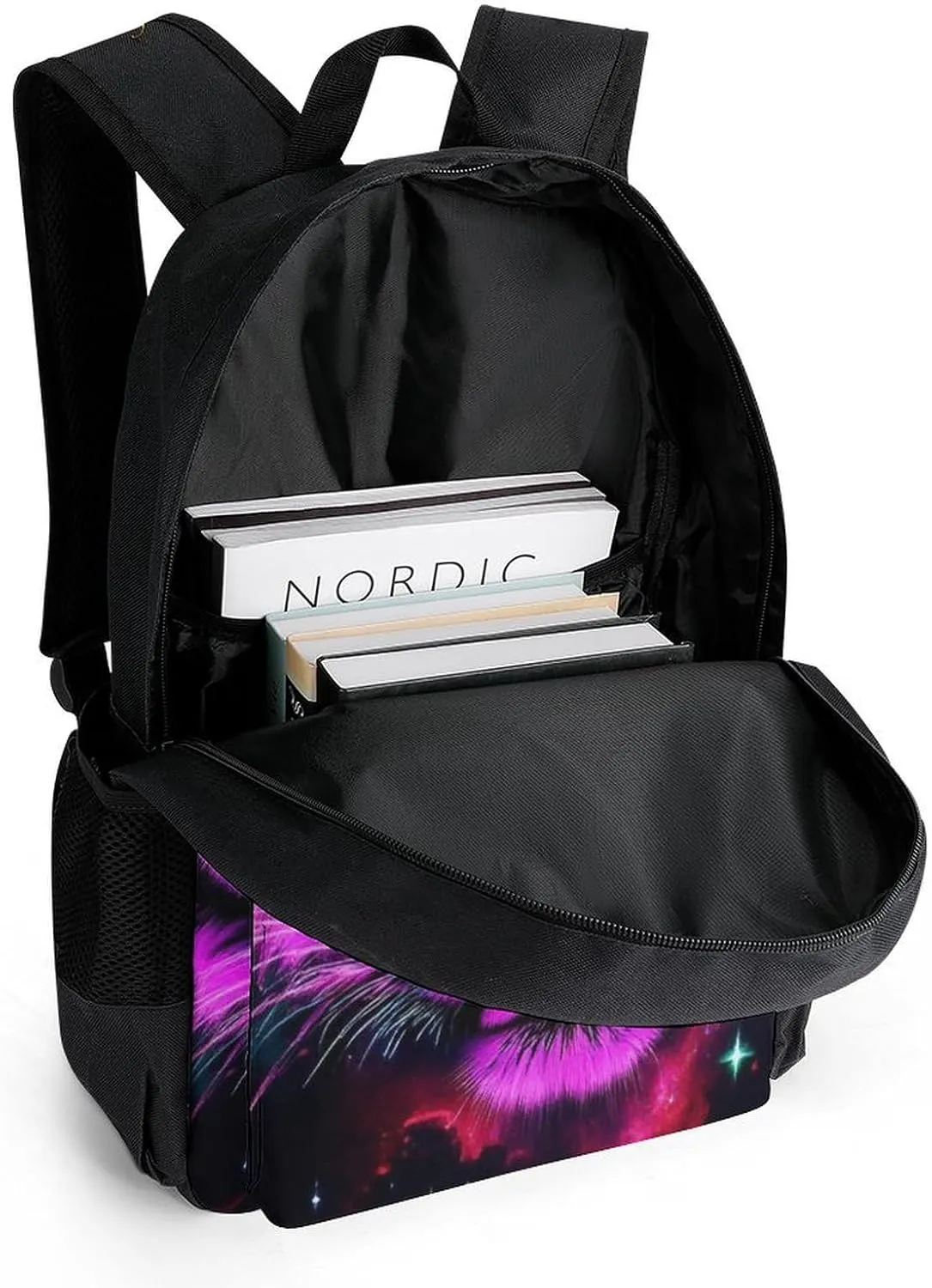Lightweight Backpack for Gym Travel Bicycle - Big Capacity Multipurpose Anti-Theft Carry On Bag, Fantasy Purple Galaxy Sky Tiger Art Travel Hiking Bag & Day Pack