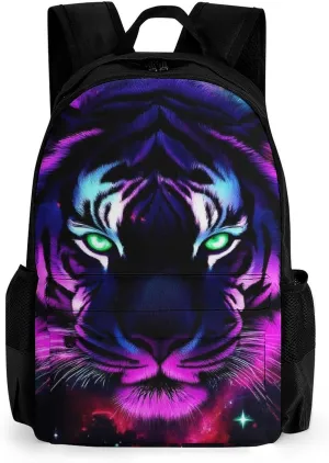 Lightweight Backpack for Gym Travel Bicycle - Big Capacity Multipurpose Anti-Theft Carry On Bag, Fantasy Purple Galaxy Sky Tiger Art Travel Hiking Bag & Day Pack
