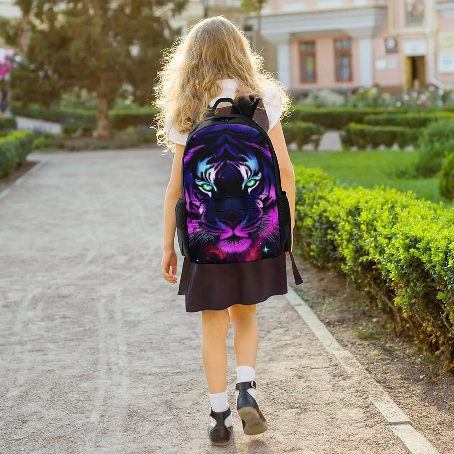 Lightweight Backpack for Gym Travel Bicycle - Big Capacity Multipurpose Anti-Theft Carry On Bag, Fantasy Purple Galaxy Sky Tiger Art Travel Hiking Bag & Day Pack