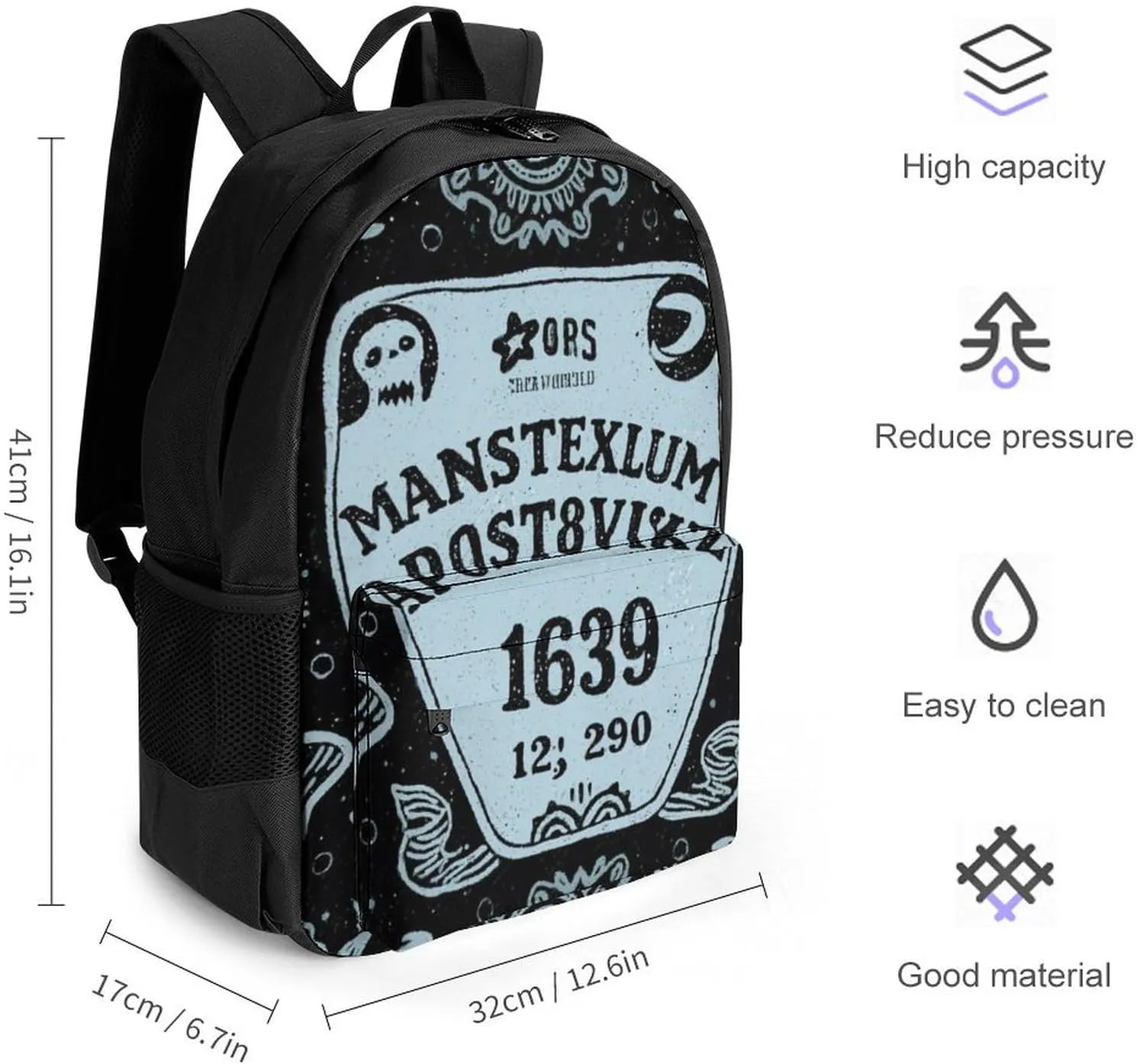Lightweight Daypack Backpack for Trekking Work Running - Big Capacity Multipurpose Anti-Theft Bookbag, Magic Spirit Board Witch Art Business Computer Bag
