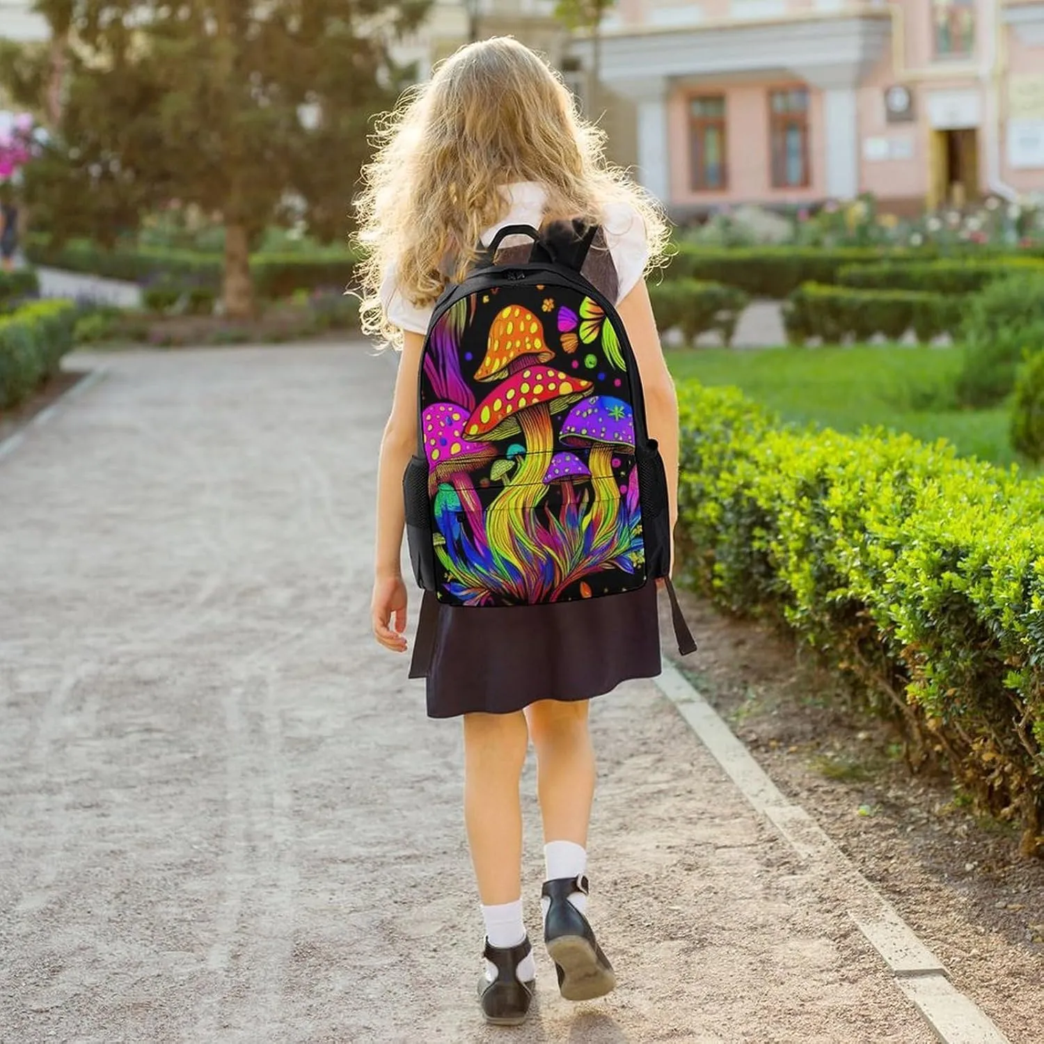 Lightweight Daypack Backpack for Trekking Work Running - Big Capacity Multipurpose Anti-Theft Bookbag, Psychedelic Mushroom Trippy Magic Art Business Computer Bag