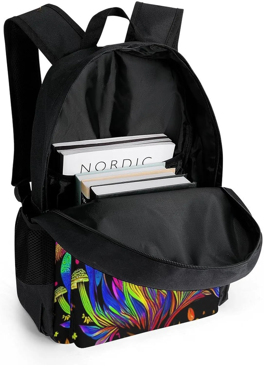 Lightweight Daypack Backpack for Trekking Work Running - Big Capacity Multipurpose Anti-Theft Bookbag, Psychedelic Mushroom Trippy Magic Art Business Computer Bag