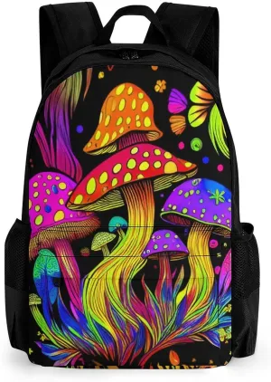 Lightweight Daypack Backpack for Trekking Work Running - Big Capacity Multipurpose Anti-Theft Bookbag, Psychedelic Mushroom Trippy Magic Art Business Computer Bag