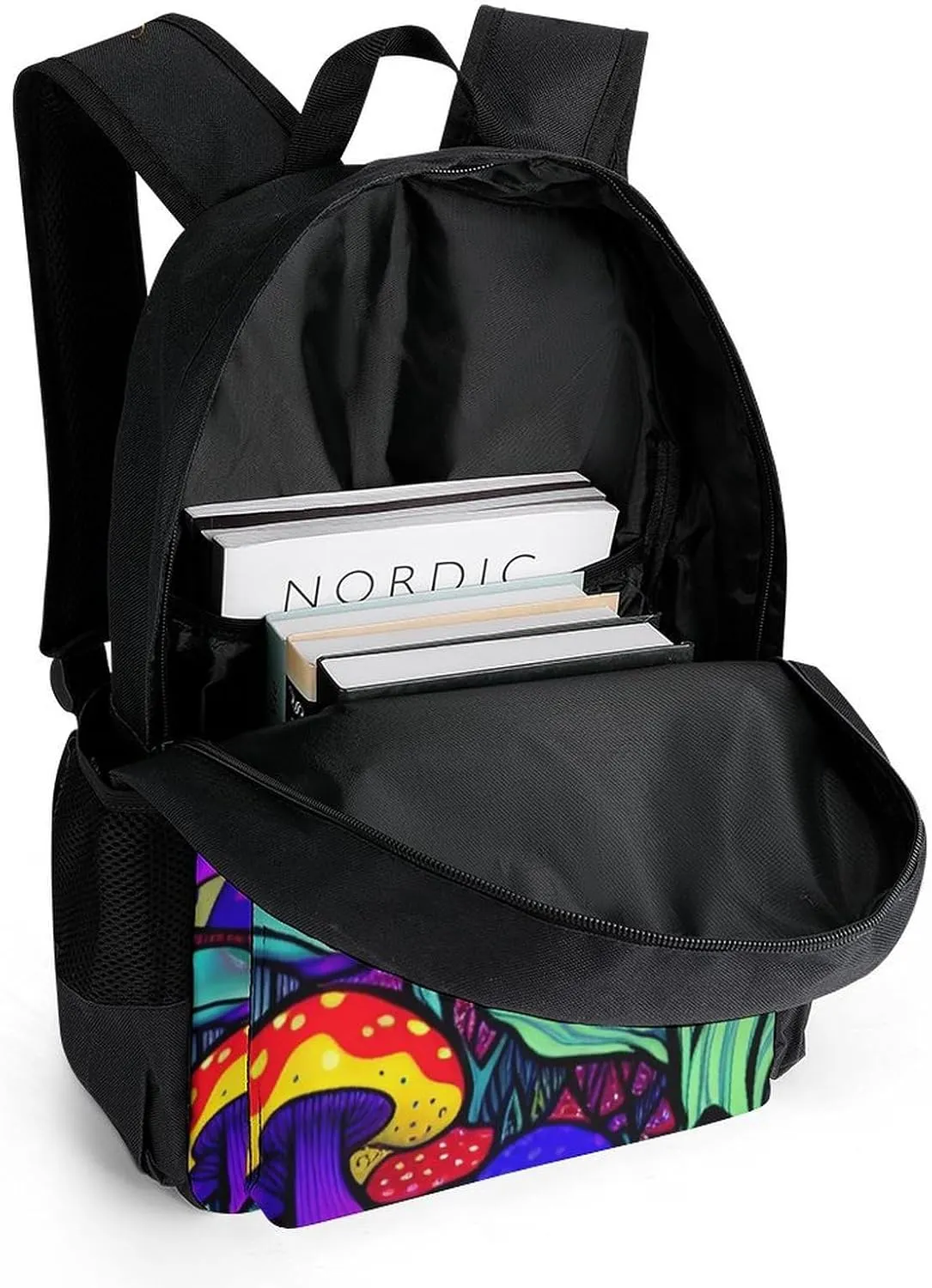 Lightweight Daypack Backpack for Trekking Work Running - Big Capacity Multipurpose Anti-Theft Bookbag, Psychedelic Mushrooms Magic World Trippy Art Business Computer Bag