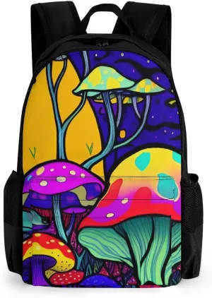 Lightweight Daypack Backpack for Trekking Work Running - Big Capacity Multipurpose Anti-Theft Bookbag, Psychedelic Mushrooms Magic World Trippy Art Business Computer Bag