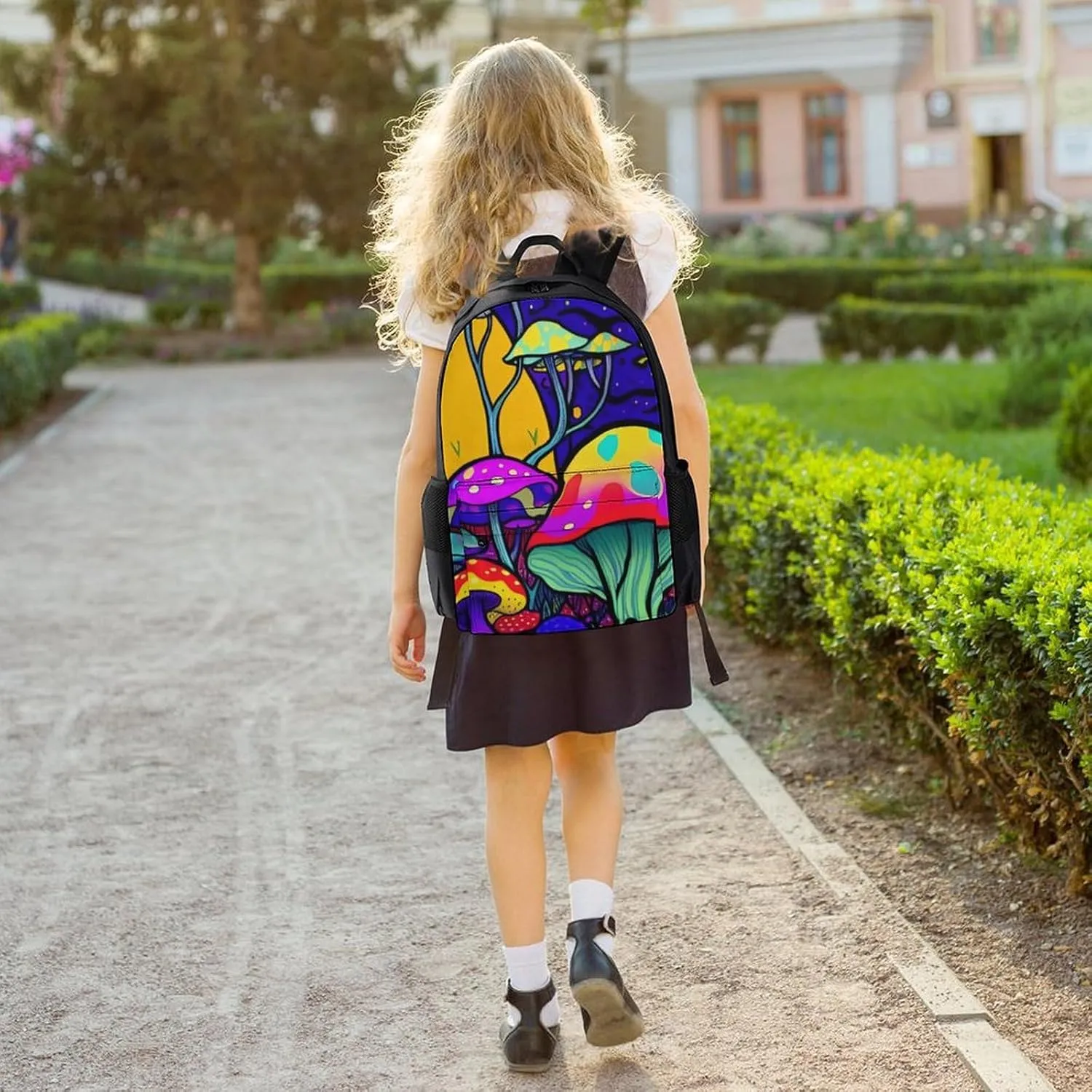 Lightweight Daypack Backpack for Trekking Work Running - Big Capacity Multipurpose Anti-Theft Bookbag, Psychedelic Mushrooms Magic World Trippy Art Business Computer Bag
