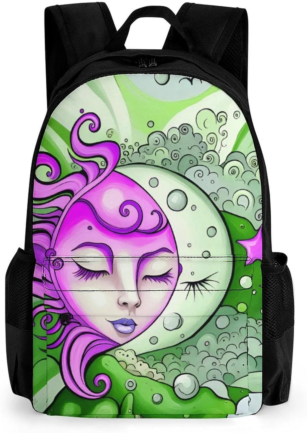 Lightweight Daypack Backpack for Trekking Work Running - Big Capacity Multipurpose Anti-Theft Bookbag, Sun And Moon Art Business Computer Bag
