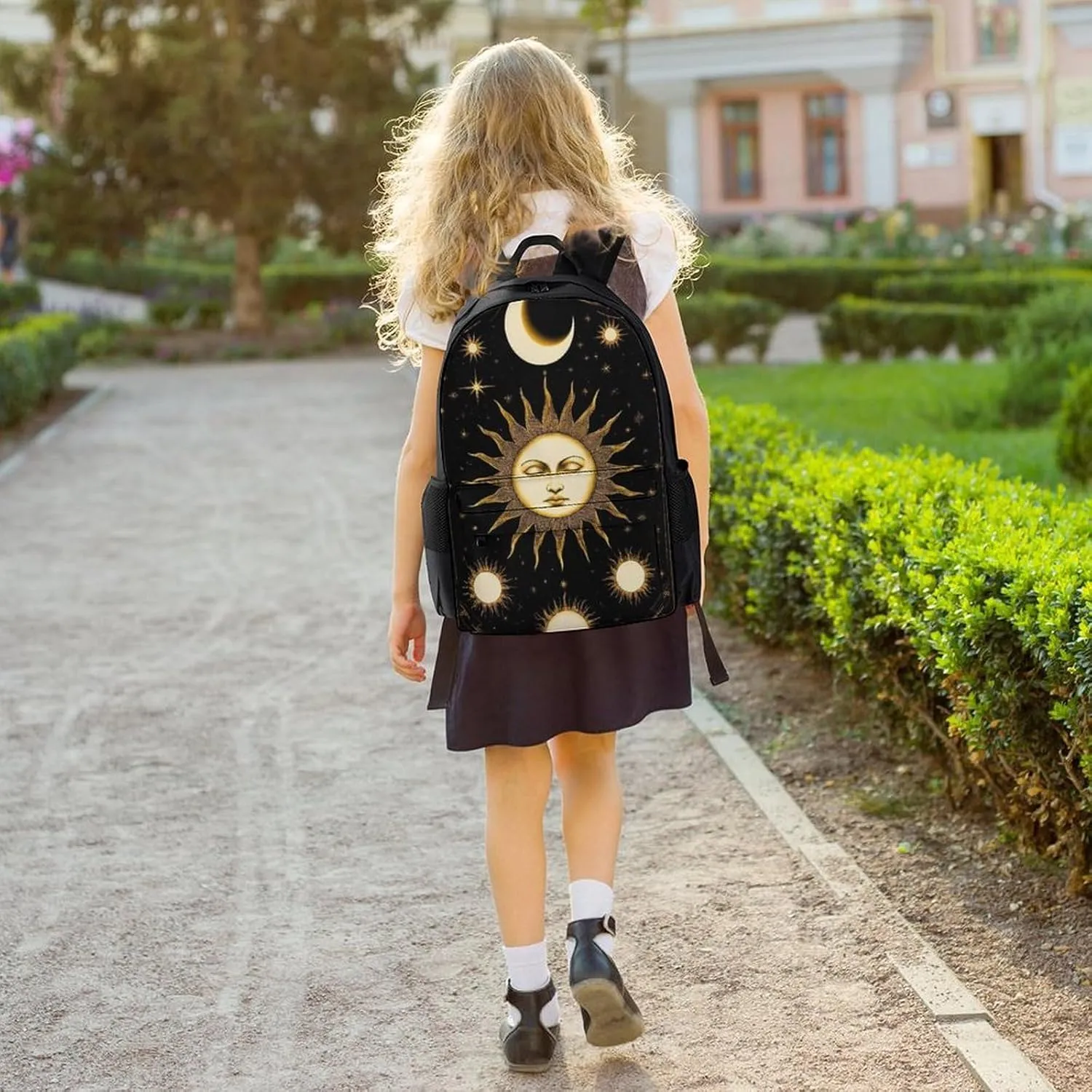 Lightweight Daypack Backpack for Trekking Work Running - Big Capacity Multipurpose Anti-Theft Bookbag, Tarot Card Magic Boho Vintage Sun Moon Stars Business Computer Bag