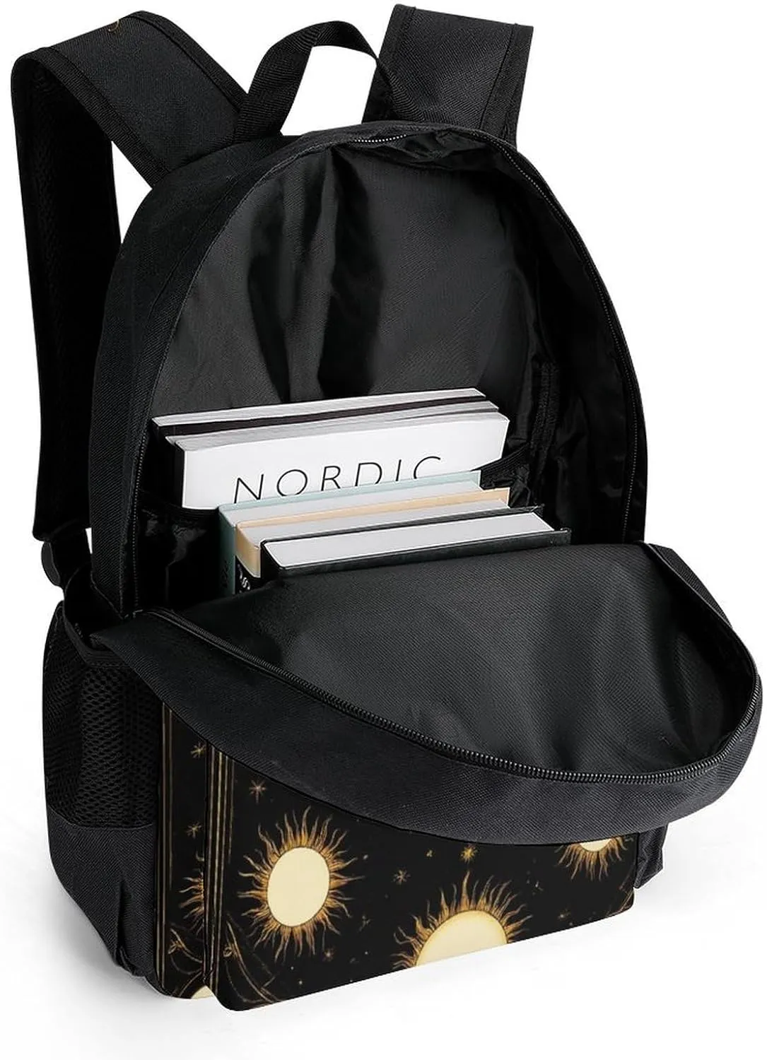 Lightweight Daypack Backpack for Trekking Work Running - Big Capacity Multipurpose Anti-Theft Bookbag, Tarot Card Magic Boho Vintage Sun Moon Stars Business Computer Bag