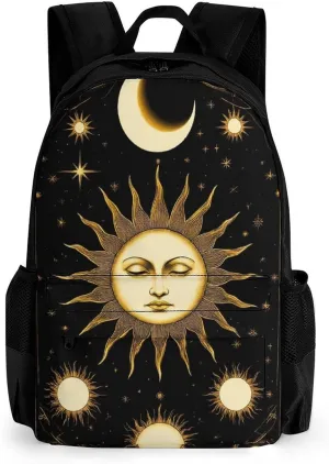 Lightweight Daypack Backpack for Trekking Work Running - Big Capacity Multipurpose Anti-Theft Bookbag, Tarot Card Magic Boho Vintage Sun Moon Stars Business Computer Bag