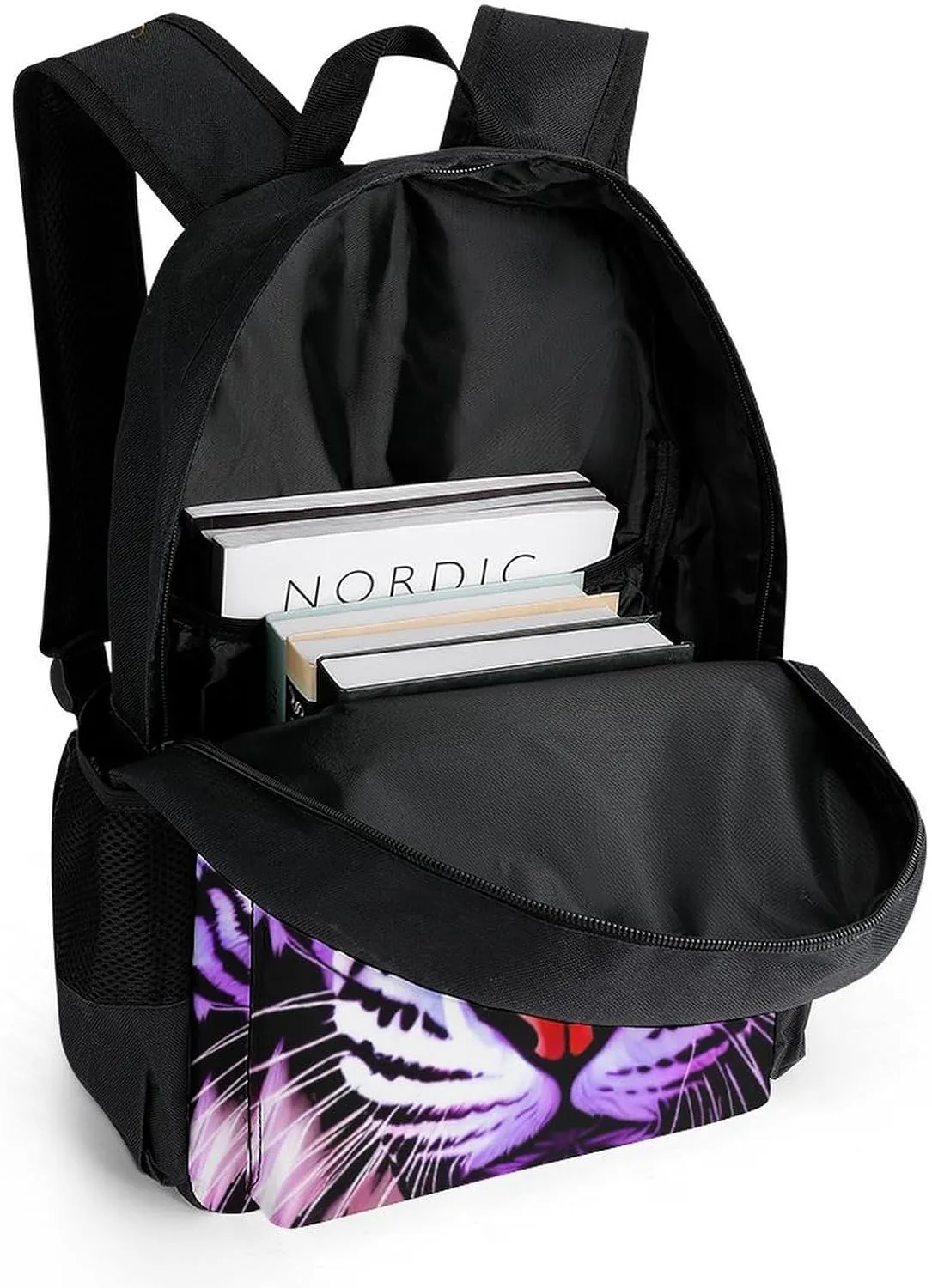Lightweight Daypack Bookbag for Trekking Business Walking Cycling - Big Capacity Anti-Theft Multipurpose Carry On Bag, Colorful Abstract King Of The Tiger Watercolor Art Business Computer Bag