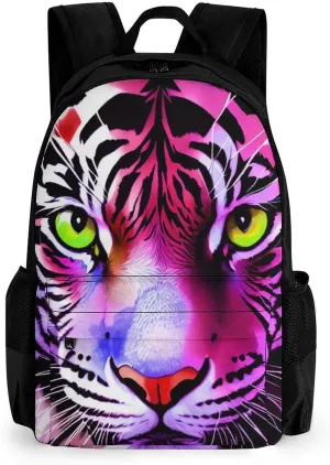 Lightweight Daypack Bookbag for Trekking Business Walking Cycling - Big Capacity Anti-Theft Multipurpose Carry On Bag, Colorful Abstract King Of The Tiger Watercolor Art Business Computer Bag