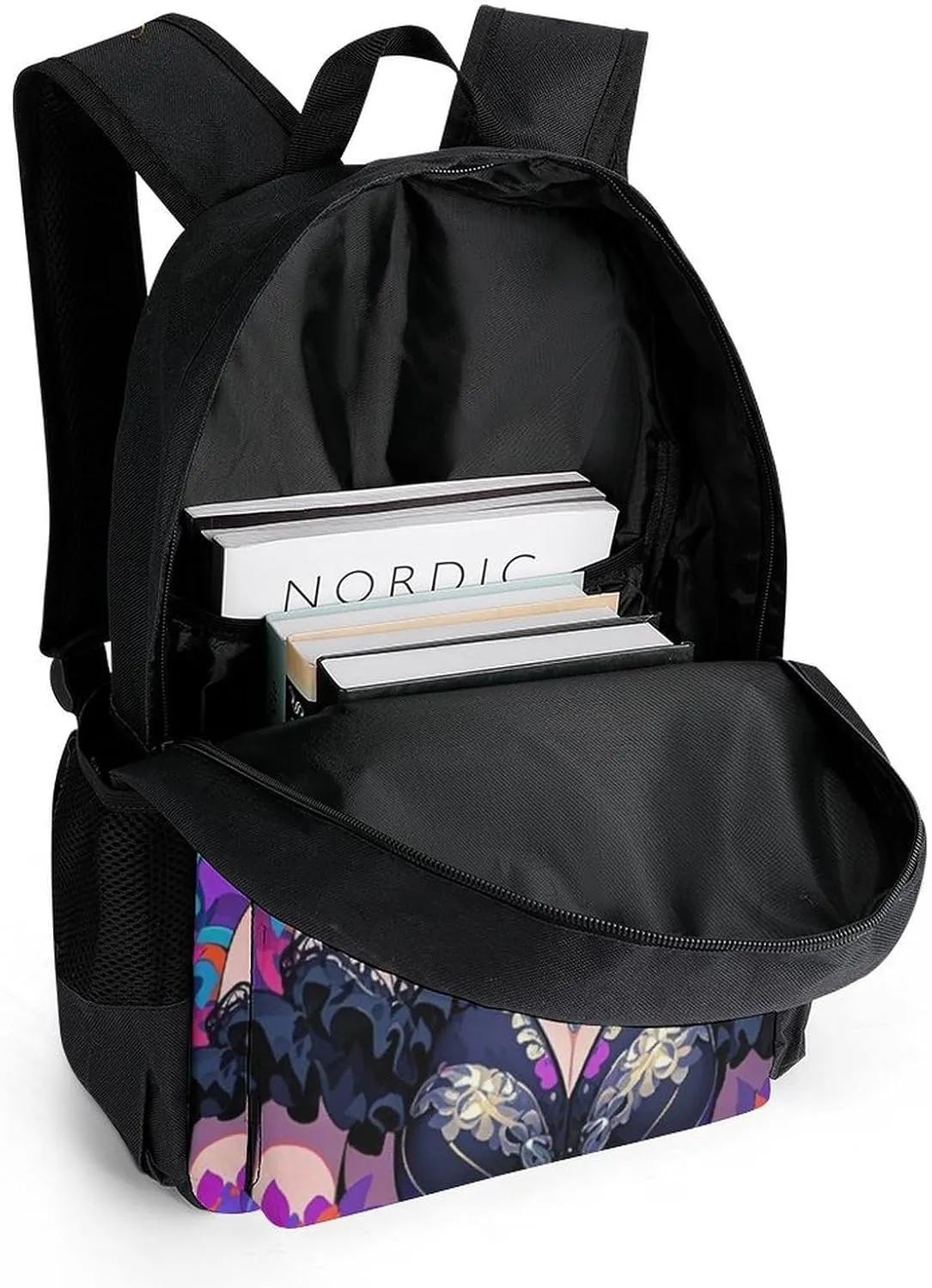 Lightweight Daypack Bookbag for Trekking Business Walking Cycling - Big Capacity Anti-Theft Multipurpose Carry On Bag, Gothic Dark Woman Psychedelic Art Business Computer Bag