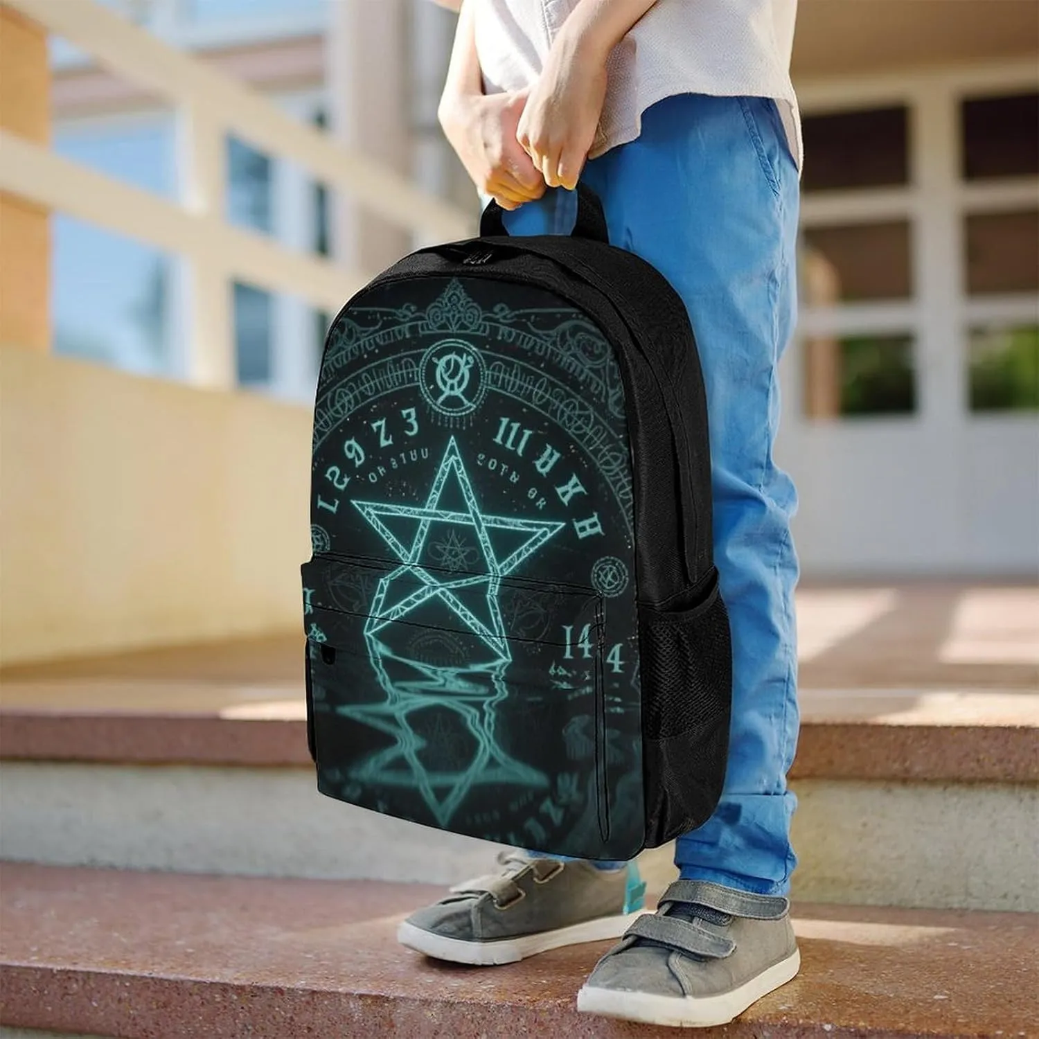 Lightweight Daypack Bookbag for Trekking Business Walking Cycling - Big Capacity Anti-Theft Multipurpose Carry On Bag, Magic Spirit Board Star Art Business Computer Bag