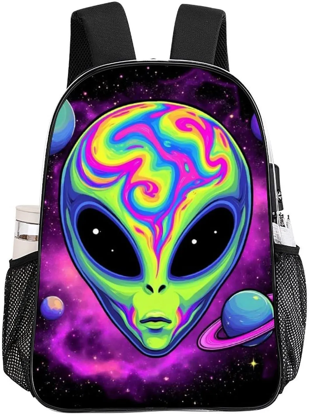 Lightweight Daypack Bookbag for Trekking Business Walking Cycling - Big Capacity Transparent Multipurpose Carry On Bag, Alien And Ufo Space Universe Art Business Computer Bag