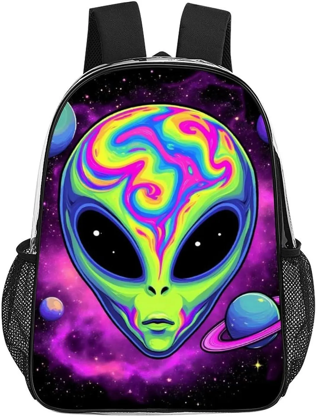 Lightweight Daypack Bookbag for Trekking Business Walking Cycling - Big Capacity Transparent Multipurpose Carry On Bag, Alien And Ufo Space Universe Art Business Computer Bag