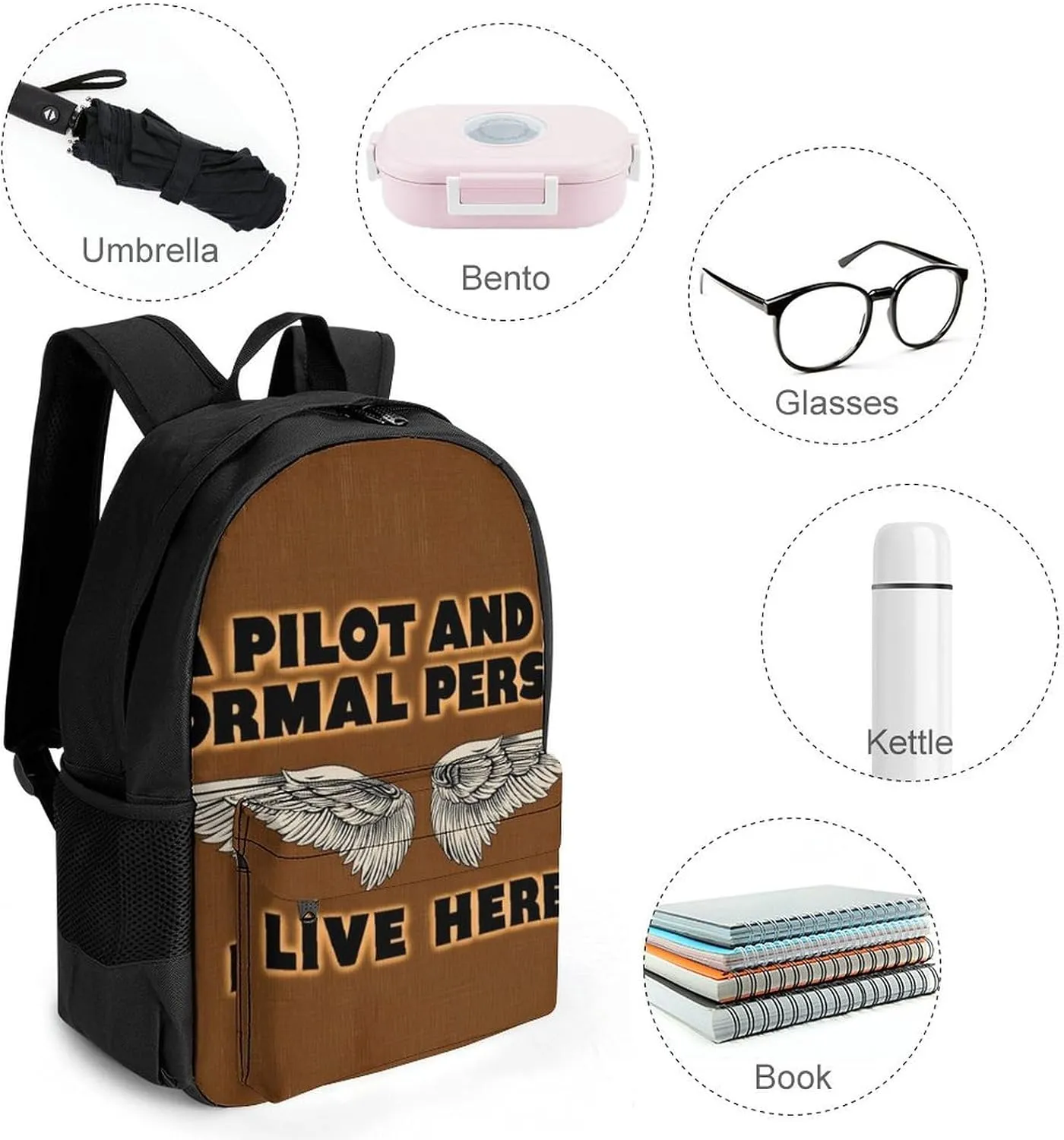 Lightweight Daypack for Camping Business Walking Cycling - Large Capacity Anti-Theft Multipurpose Bookbag, A Pilot And A Normal Person Live Here Art Gym Outdoor Hiking Backpack