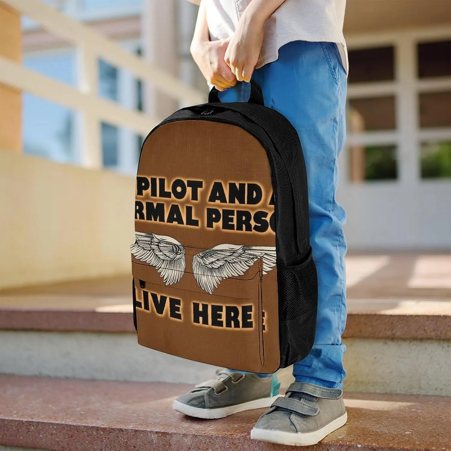 Lightweight Daypack for Camping Business Walking Cycling - Large Capacity Anti-Theft Multipurpose Bookbag, A Pilot And A Normal Person Live Here Art Gym Outdoor Hiking Backpack
