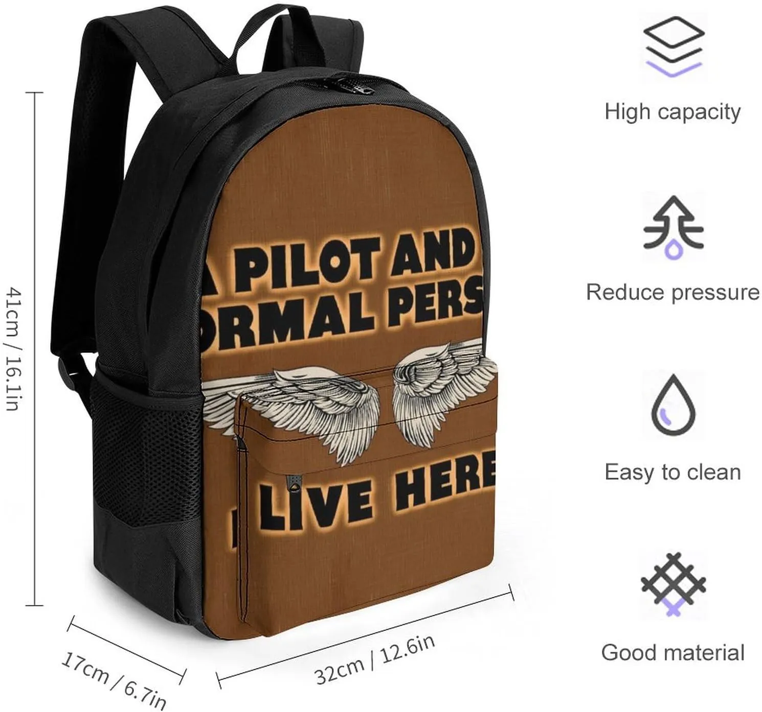 Lightweight Daypack for Camping Business Walking Cycling - Large Capacity Anti-Theft Multipurpose Bookbag, A Pilot And A Normal Person Live Here Art Gym Outdoor Hiking Backpack