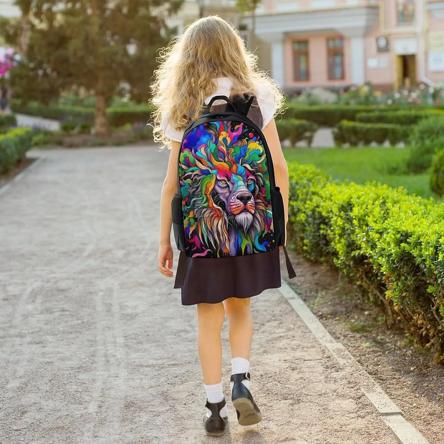 Lightweight Daypack for Camping Business Walking Cycling - Large Capacity Anti-Theft Multipurpose Bookbag, Africa Colorful Lion Watercolor Art Gym Outdoor Hiking Backpack