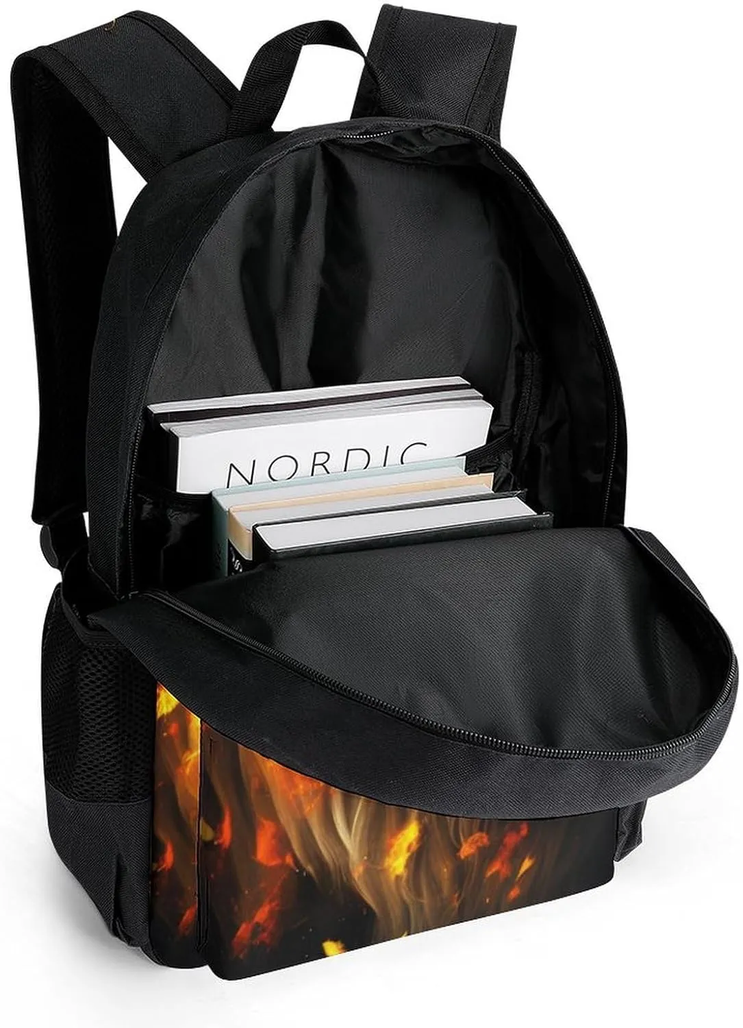 Lightweight Daypack for Camping Business Walking Cycling - Large Capacity Anti-Theft Multipurpose Bookbag, Cool Lion Fire Surreal Style Art Gym Outdoor Hiking Backpack