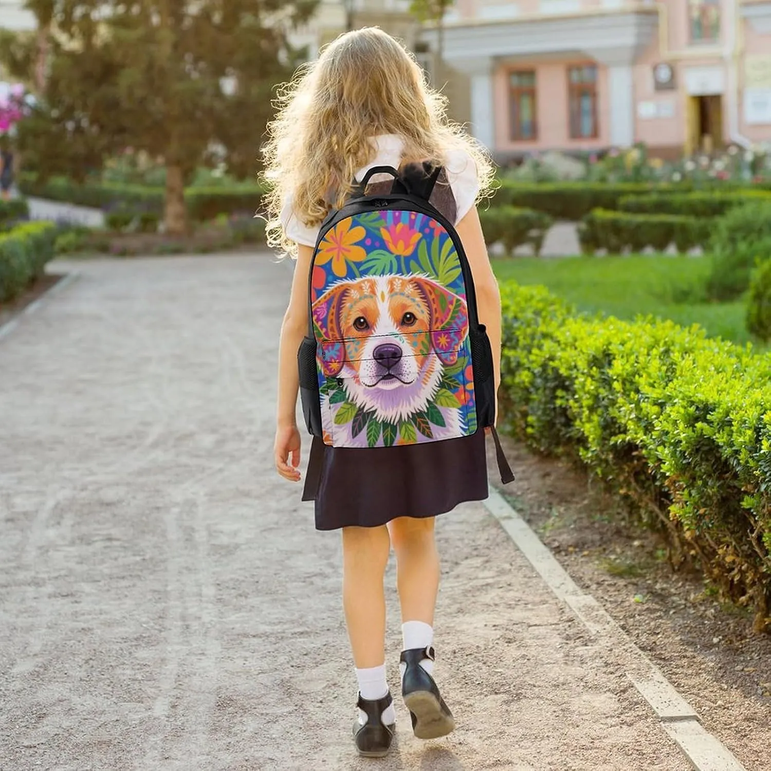 Lightweight Daypack for Camping Business Walking Cycling - Large Capacity Anti-Theft Multipurpose Bookbag, Hawaiian Flowers Floral Dog Art Gym Outdoor Hiking Backpack