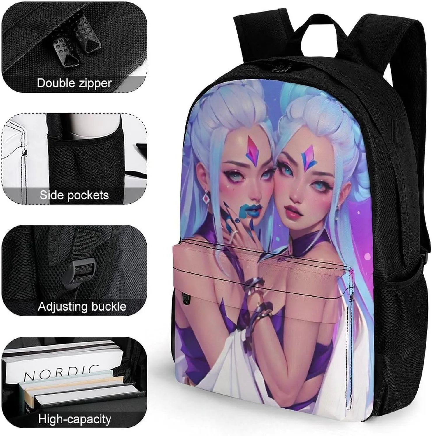 Lightweight Daypack for Camping Business Walking Cycling - Large Capacity Anti-Theft Multipurpose Bookbag, Lesbian Moon Goddess Pride Gay Lgbt Woman Art Gym Outdoor Hiking Backpack