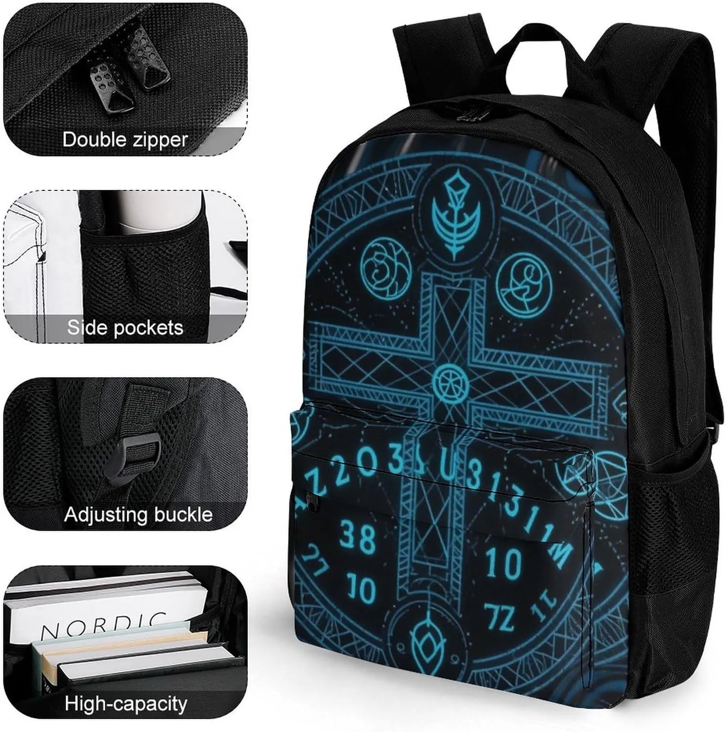 Lightweight Daypack for Camping Business Walking Cycling - Large Capacity Anti-Theft Multipurpose Bookbag, Magic Spirit Board Witch Art Gym Outdoor Hiking Backpack