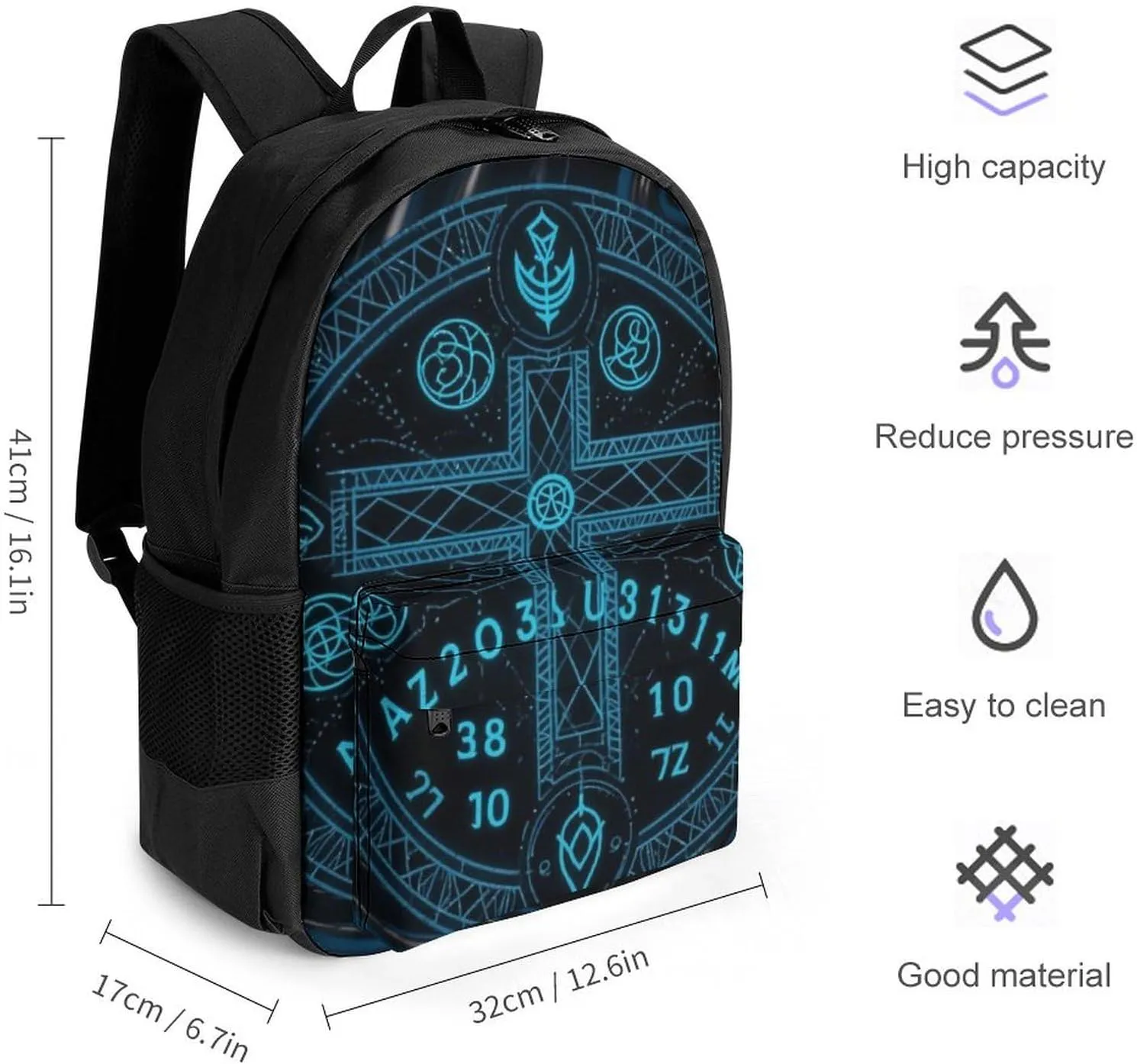 Lightweight Daypack for Camping Business Walking Cycling - Large Capacity Anti-Theft Multipurpose Bookbag, Magic Spirit Board Witch Art Gym Outdoor Hiking Backpack
