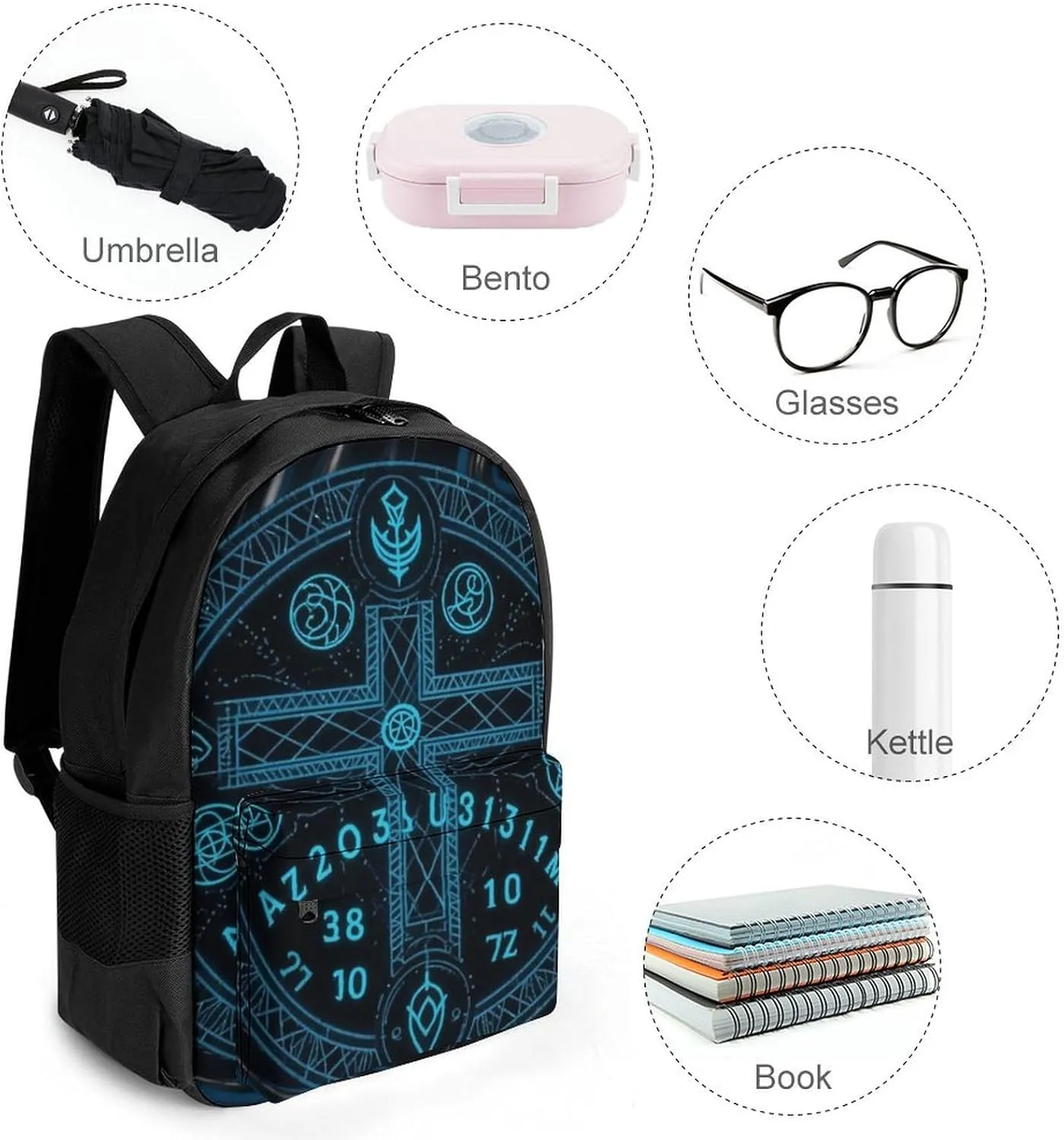 Lightweight Daypack for Camping Business Walking Cycling - Large Capacity Anti-Theft Multipurpose Bookbag, Magic Spirit Board Witch Art Gym Outdoor Hiking Backpack