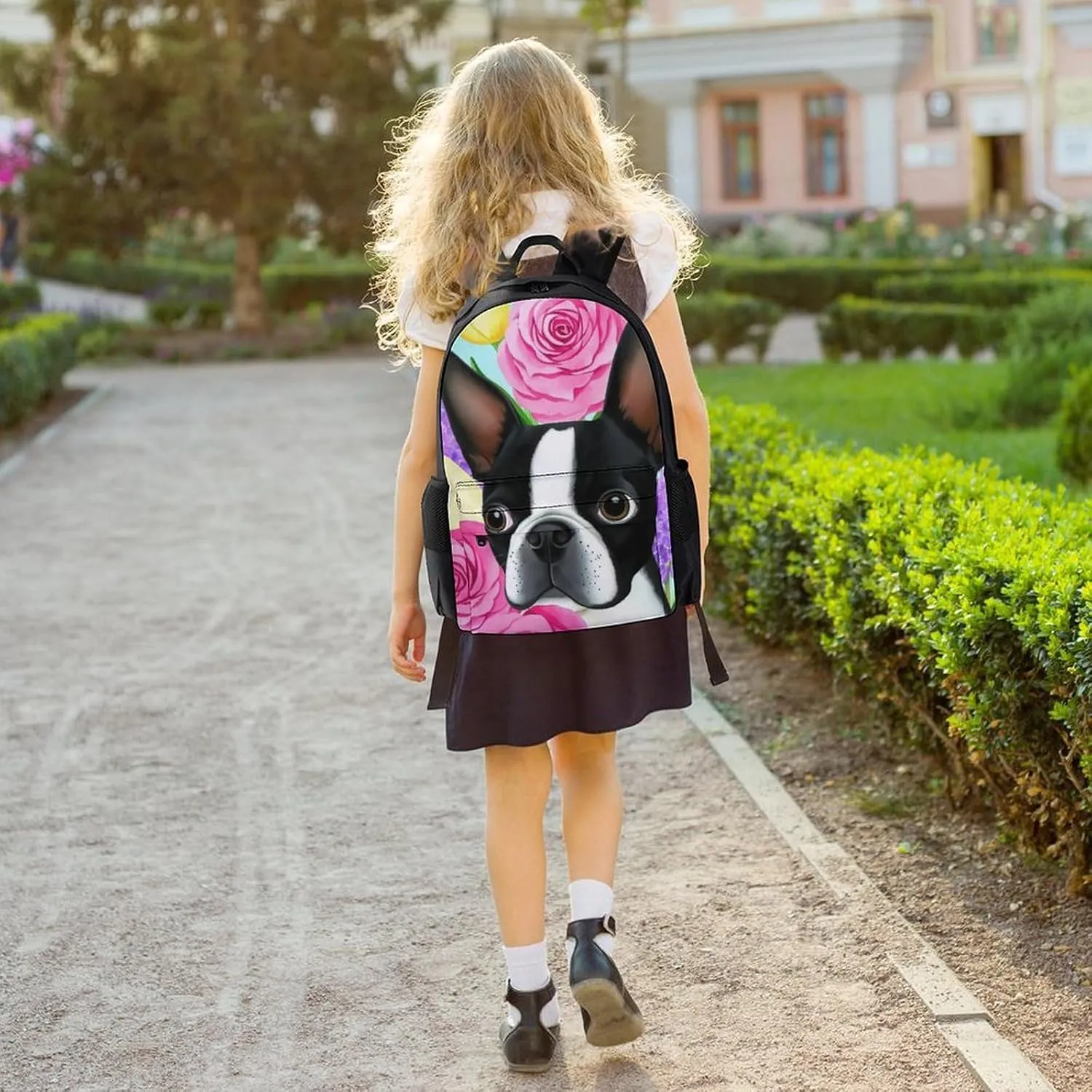 Lightweight Rucksack for Sports Travel Running - Big Capacity Multipurpose Anti-Theft Bookbag, Boston Terrier Dog Florals Art Travel and Sport Backpack Rucksack