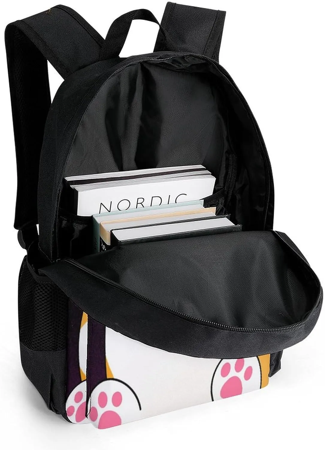 Lightweight Rucksack for Sports Travel Running - Big Capacity Multipurpose Anti-Theft Bookbag, Galaxy Space Rainbow Unicorn Corgi Dog Black Art Travel and Sport Backpack Rucksack