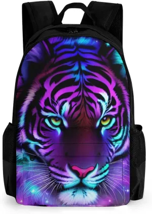 Lightweight Rucksack for Sports Travel Running - Big Capacity Multipurpose Anti-Theft Bookbag, Mystic Fantasy Galaxy Sky Fantasy Tiger Wild Animals Boho Style Travel and Sport Backpack Rucksack