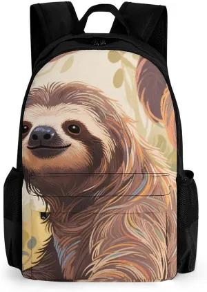 Lightweight Rucksacks for Camping Picnic Walking Cycling - Large Capacity Multipurpose Anti-Theft Carry On Bag, Animals Sloth Art Travel Hiking & Camping Rucksack