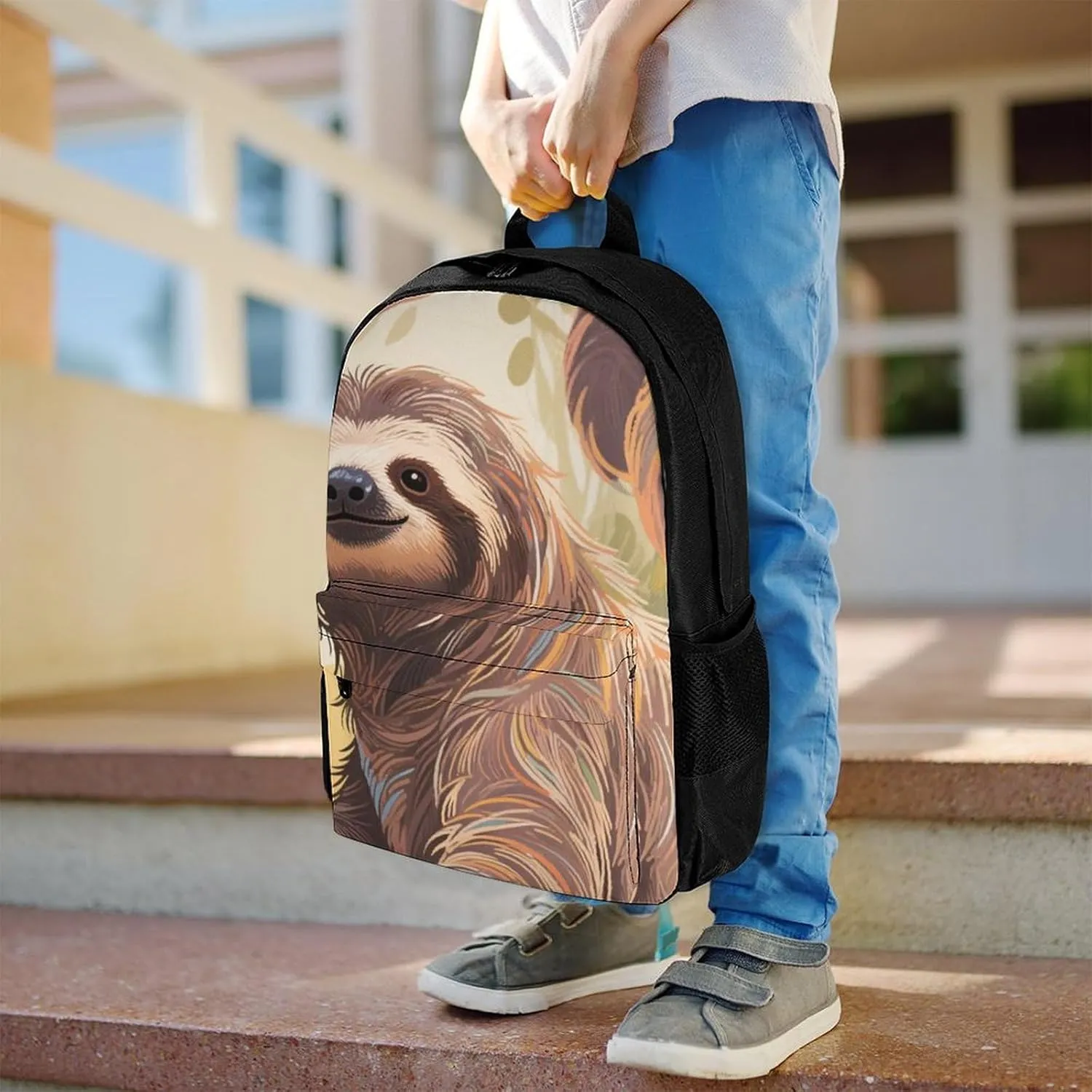 Lightweight Rucksacks for Camping Picnic Walking Cycling - Large Capacity Multipurpose Anti-Theft Carry On Bag, Animals Sloth Art Travel Hiking & Camping Rucksack