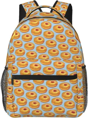 Lightweight Rucksacks for Camping Picnic Walking Cycling - Large Capacity Multipurpose Anti-Theft Carry On Bag, Bagel Food Funny Pattern Travel Hiking & Camping Rucksack