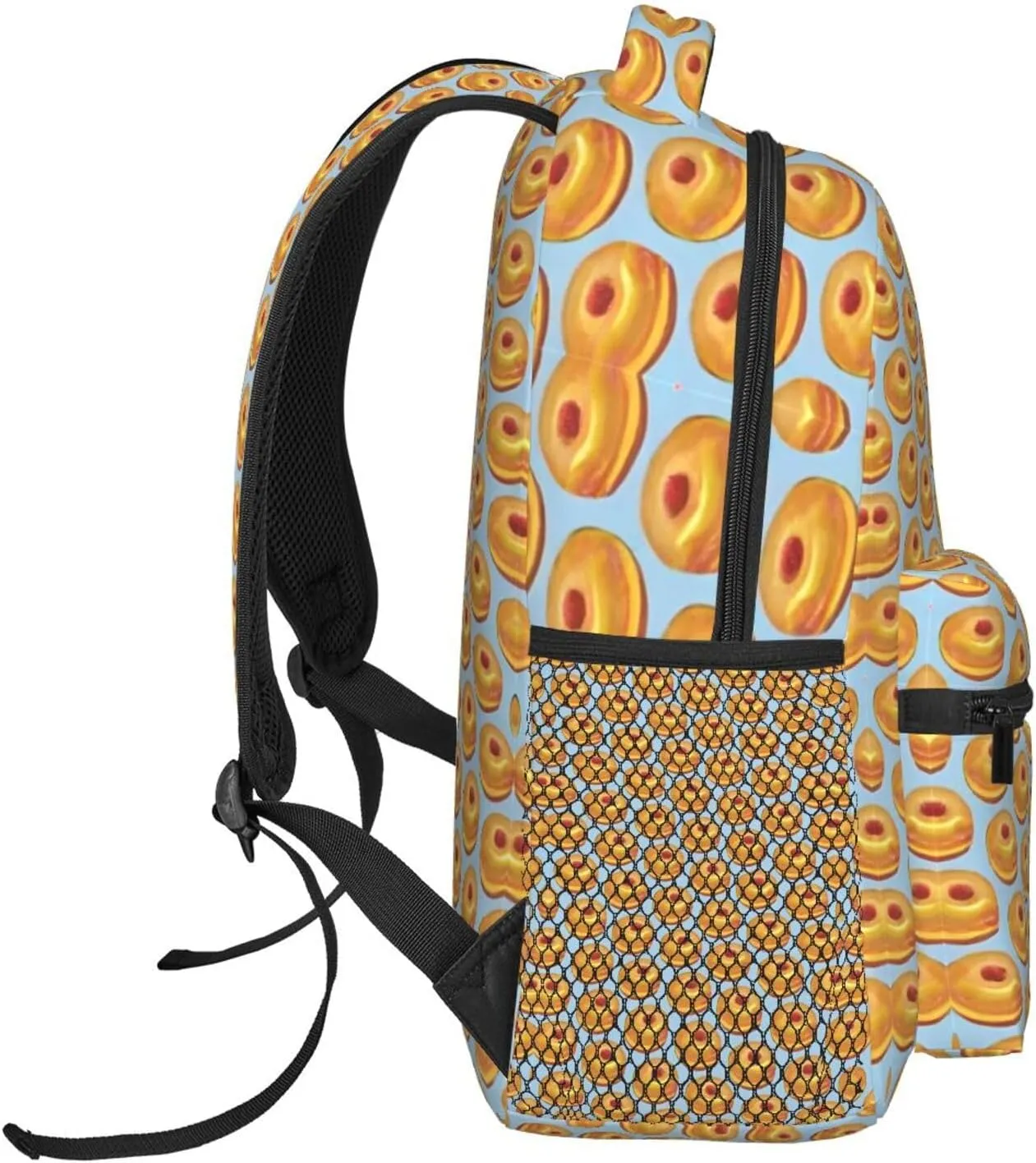 Lightweight Rucksacks for Camping Picnic Walking Cycling - Large Capacity Multipurpose Anti-Theft Carry On Bag, Bagel Food Funny Pattern Travel Hiking & Camping Rucksack