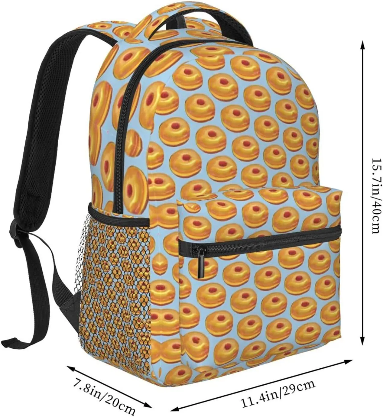 Lightweight Rucksacks for Camping Picnic Walking Cycling - Large Capacity Multipurpose Anti-Theft Carry On Bag, Bagel Food Funny Pattern Travel Hiking & Camping Rucksack