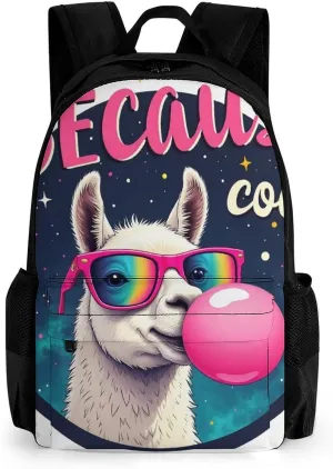 Lightweight Rucksacks for Camping Picnic Walking Cycling - Large Capacity Multipurpose Anti-Theft Carry On Bag, Cartoon Alpaca Llama Travel Hiking & Camping Rucksack