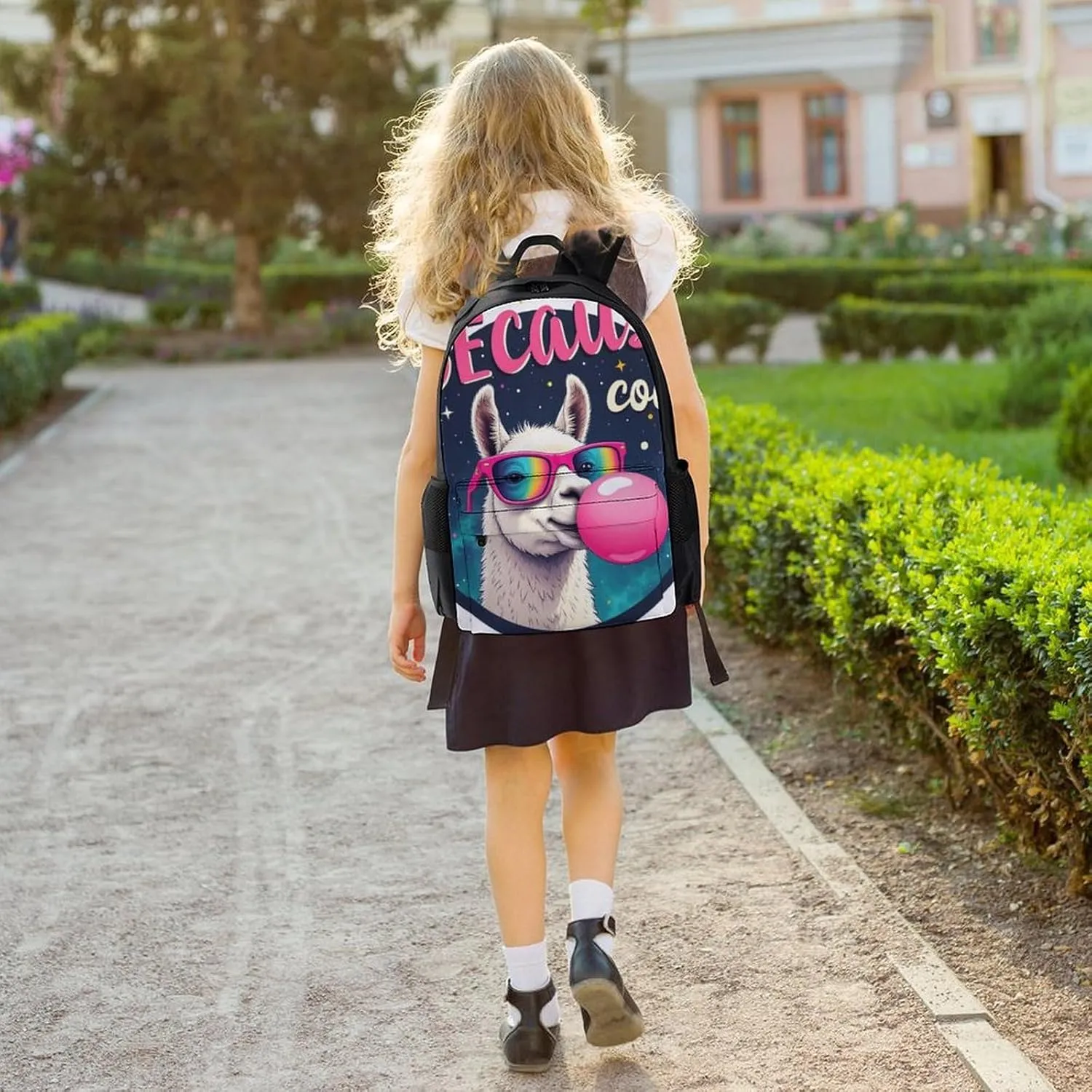Lightweight Rucksacks for Camping Picnic Walking Cycling - Large Capacity Multipurpose Anti-Theft Carry On Bag, Cartoon Alpaca Llama Travel Hiking & Camping Rucksack
