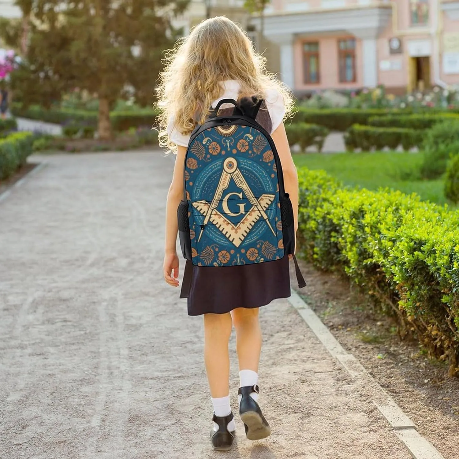 Lightweight Rucksacks for Camping Picnic Walking Cycling - Large Capacity Multipurpose Anti-Theft Carry On Bag, Gold Freemason Freemasonry Masonic Art Travel Hiking & Camping Rucksack
