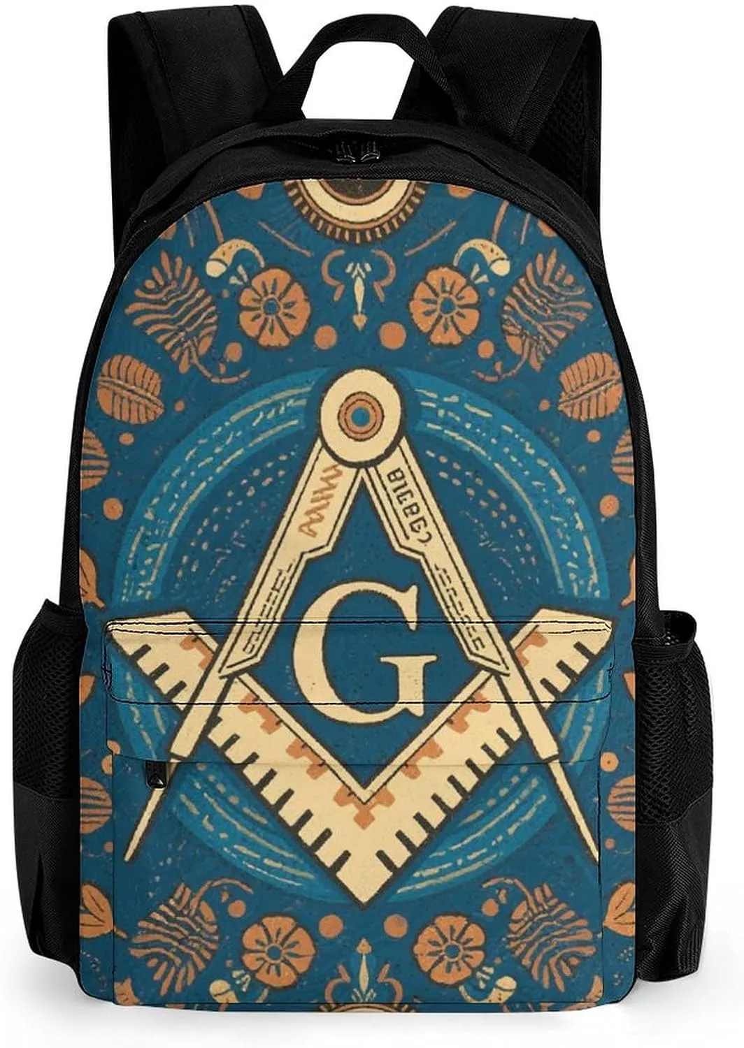 Lightweight Rucksacks for Camping Picnic Walking Cycling - Large Capacity Multipurpose Anti-Theft Carry On Bag, Gold Freemason Freemasonry Masonic Art Travel Hiking & Camping Rucksack
